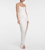 Bridal draped satin crêpe bustier gown