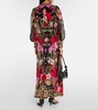 Floral printed silk maxi dress 