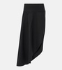 Asymmetric wool midi skirt