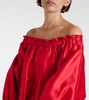 Lepre off-shoulder silk and cotton minidress