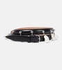 Faux pearl-embellished leather belt