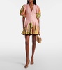 Papaya linen-blend minidress