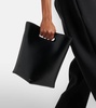 Folded leather tote bag
