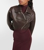 Cropped leather biker jacket