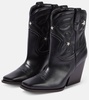 Embroidered faux leather ankle boots