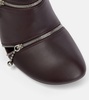 Peep leather ankle boots