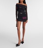 Floral ruched mesh minidress