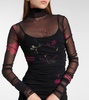 Printed tulle gown