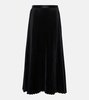 Pleated croc-effect satin midi skirt