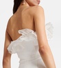 Organza-trimmed cady bustier gown