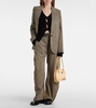 Plaid mid-rise barrel-leg pants