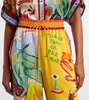 La Charrasca printed silk satin wide-leg pants