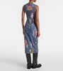 Enka printed cotton-blend midi dress