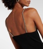 Crystal-embellished side-slit gown