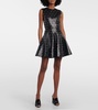 Studded A-line leather minidress