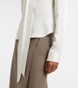 Tie-neck satin blouse