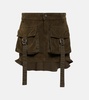 Velvet cargo miniskirt