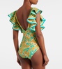 Cristina ruffled printed swimsuit