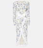 Bow-detail lace-trimmed silk maxi dress