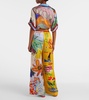 La Charrasca printed silk satin wide-leg pants
