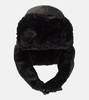 Faux fur-trimmed hat