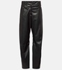 High-rise faux leather straight pants