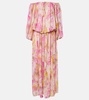 Floral off-shoulder georgette gown