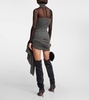 Mesh and wool draped minidress