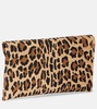 Leopard-print raffia clutch