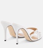 Butterfly crystal-embellished leather mules