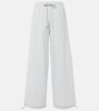 Mid-rise cotton and linen wide-leg pants