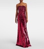 Sequined strapless gown
