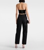 Embellished cutout straight jeans