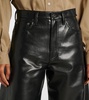 Luna high-rise leather-blend barrel-leg jeans