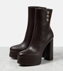 Brune leather platform ankle boots