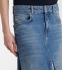 Patchwork high-rise denim maxi skirt
