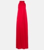 Embellished halterneck satin gown
