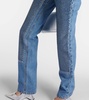 Crystal-embellished high-rise straight jeans