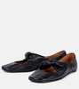 Bow-detail leather ballet flats