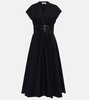 Belted cotton poplin midi dress