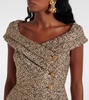 Off-shoulder tweed lamé midi dress