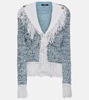 Fringed denim tweed jacket