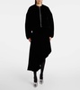 Asymmetric velvet midi skirt