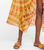 Printed cotton and silk beach cover-up