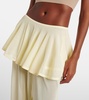 Mid-rise semi-sheer wide-leg pants