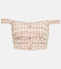 Sequined bouclé crop top