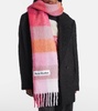 Logo checked wool-blend scarf