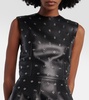 Studded A-line leather minidress