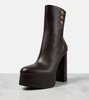 Brune leather platform ankle boots