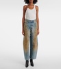 Penicillin distressed mid-rise wide-leg jeans